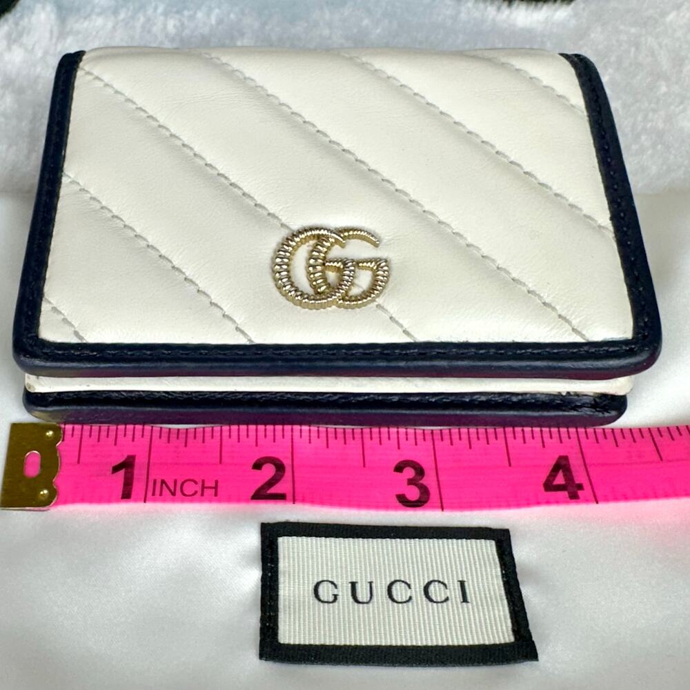 Gucci Marmont cream and blue Leather Compact Wallet RARE! - Picture 14 of 16